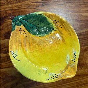 Pier 1 Trendy Yellow Lemon-Shaped 8 1/2” Handcrafted Earthenware Plate
